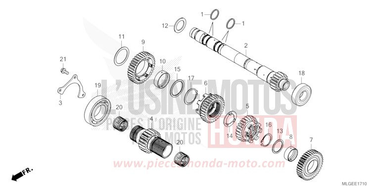 BOITE DE VITESSES (ARBRE SECONDAIRE) (DCT) de Africa Twin DCT MAT IRIDIUM GRAY METALLIC (NHC64) 2023